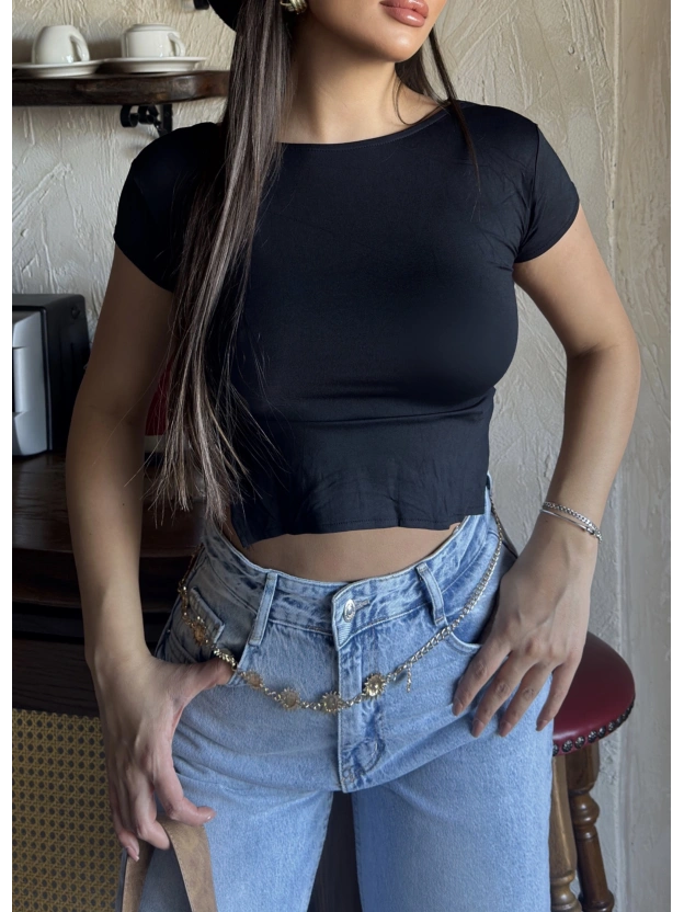 Siyah Sırt Ayarlanalabilir Crop