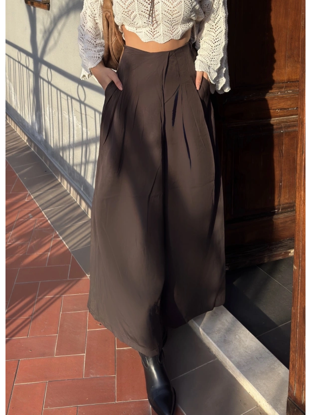 Kahverengi Etek Görünümlü Premium Pantolon