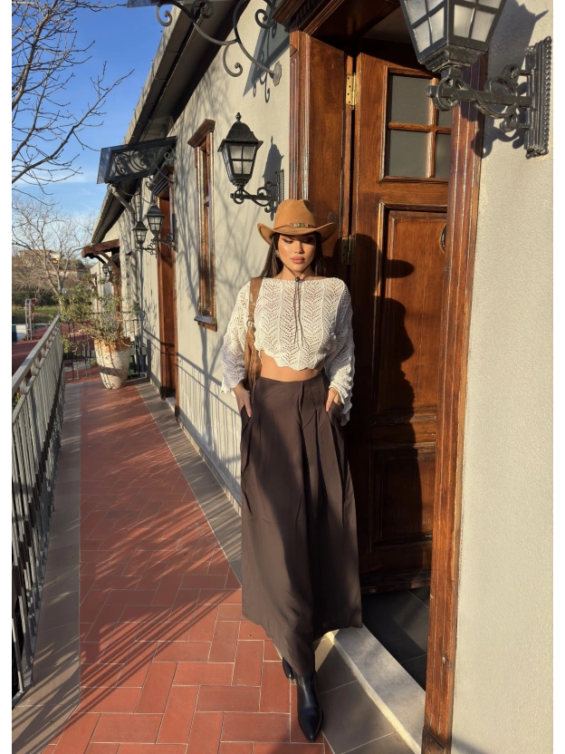 Kahverengi Etek Görünümlü Premium Pantolon