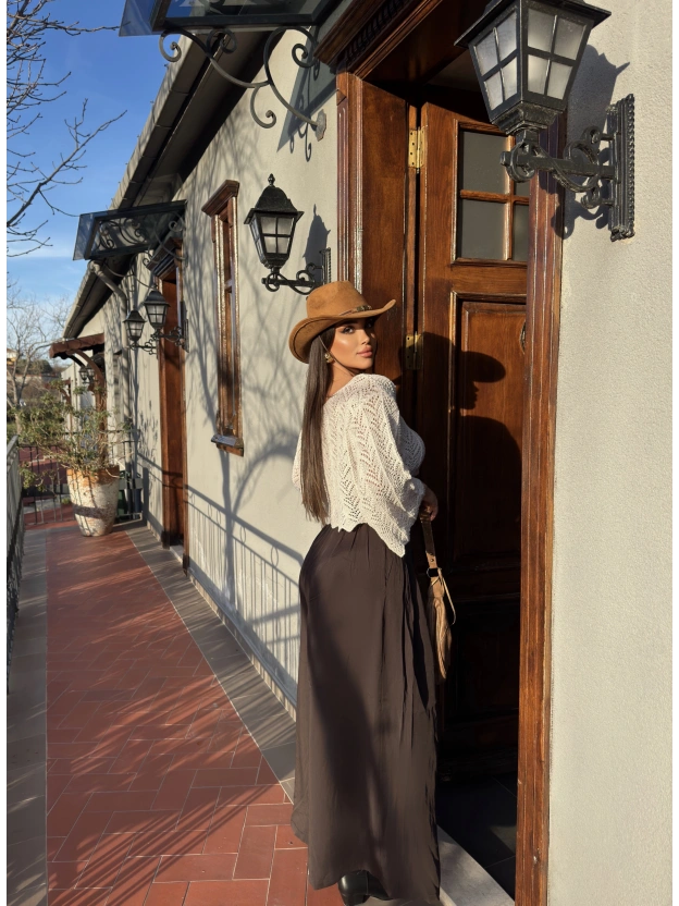 Kahverengi Etek Görünümlü Premium Pantolon