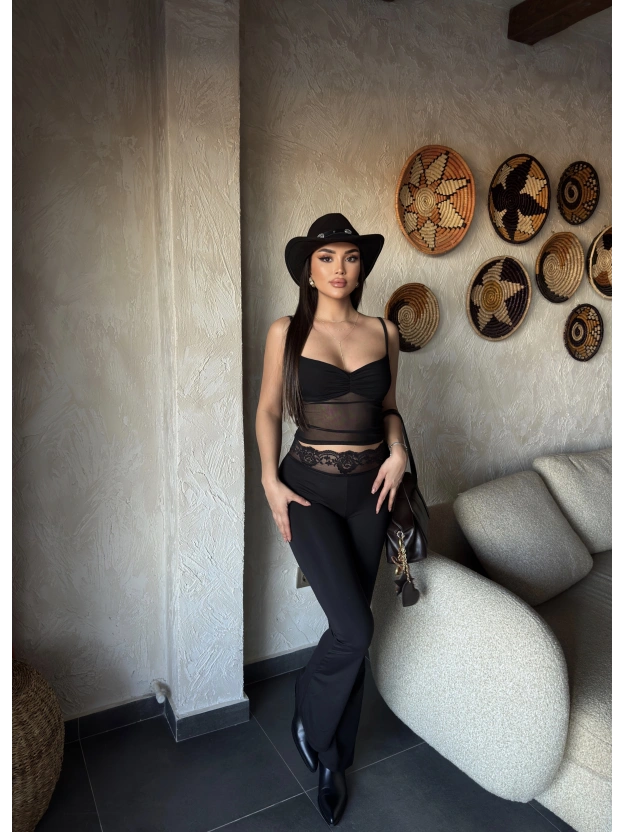 Siyah Tül Detay Büstiyer