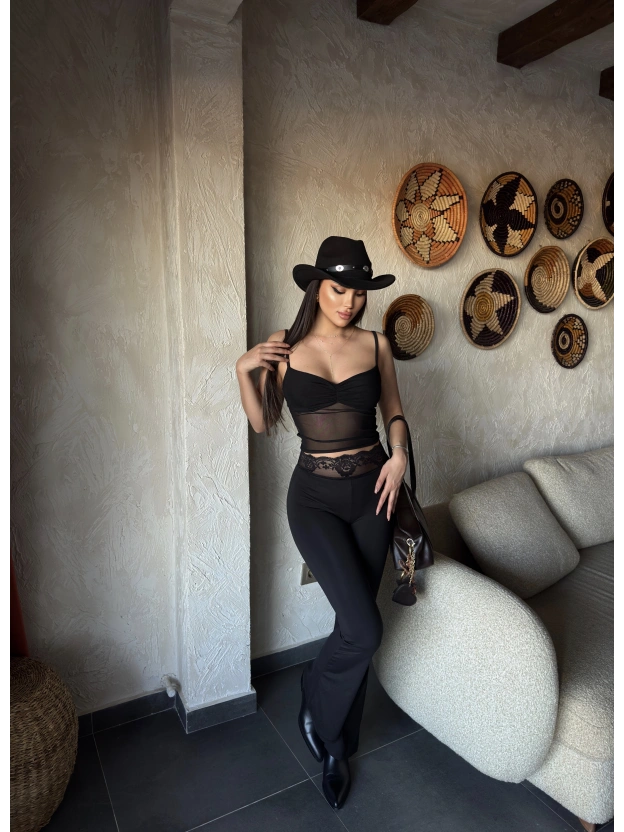 Siyah Tül Detay Büstiyer