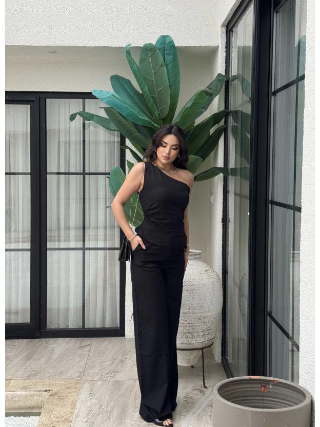 Siyah Tek Omuz Double Alt Üst Takım