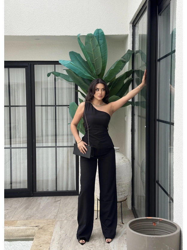 Siyah Tek Omuz Double Alt Üst Takım