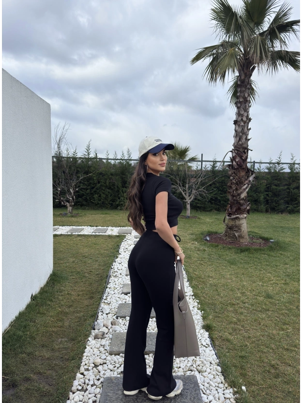 Siyah Kısa Kollu Brshk Tayt Pantolon Takım