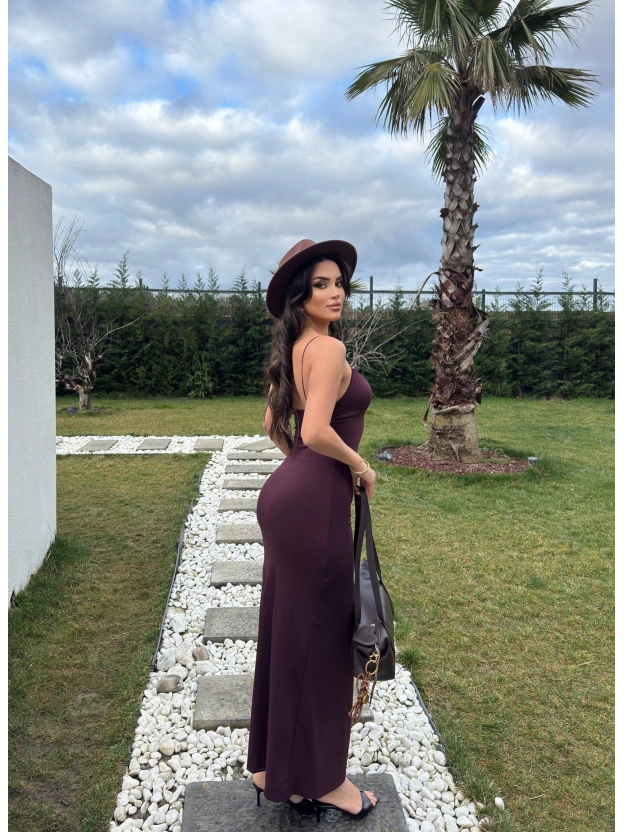 Mürdüm V Yaka Uzun Premium Elbise