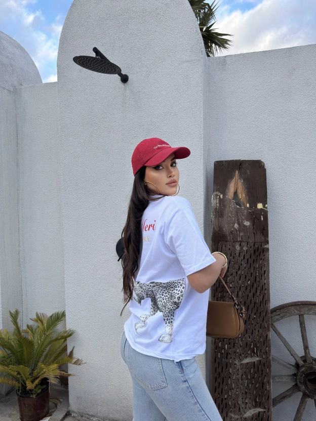 Beyaz Baskılı Oversize Tshırt