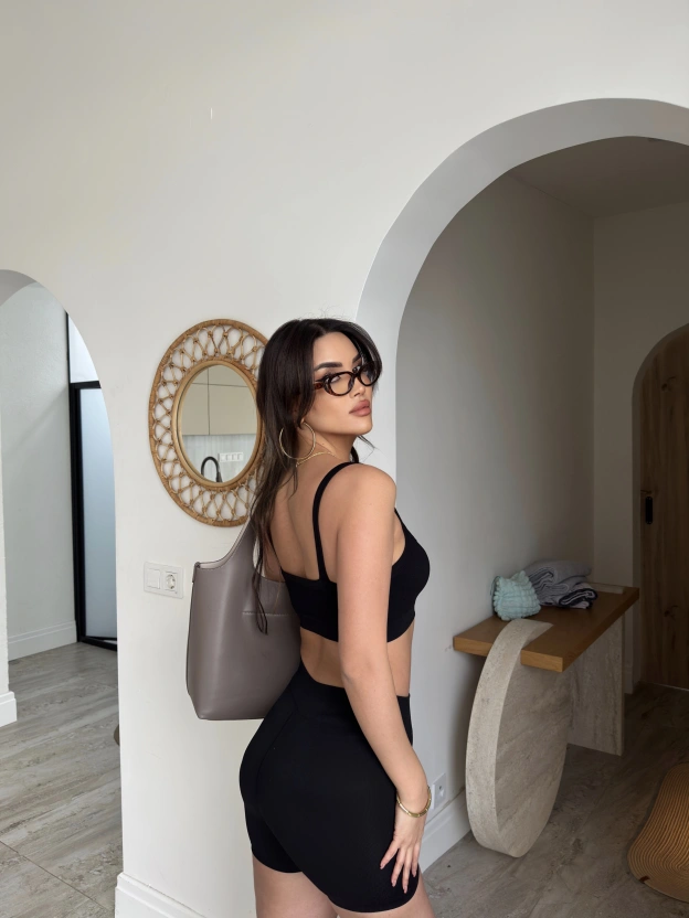 Siyah Fitilli Tayt Takım