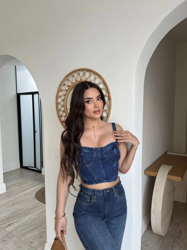 Koyu Mavi Denim Büstiyer