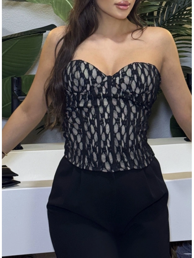 Siyah Korseli Dantel Zra Straplez Bralet