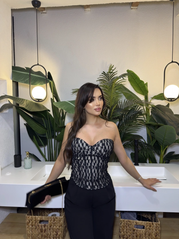 Siyah Korseli Dantel Zra Straplez Bralet