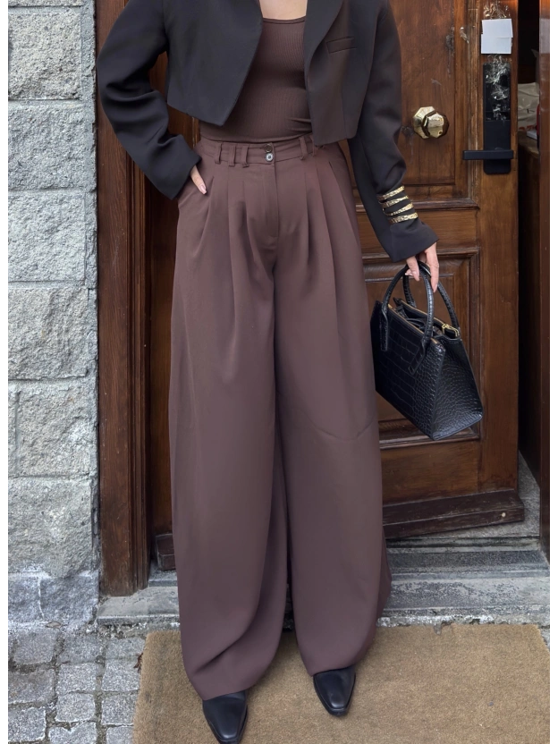 Kahverengi Kumaş Balon Pantolon