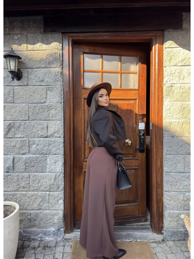 Kahverengi Kumaş Balon Pantolon