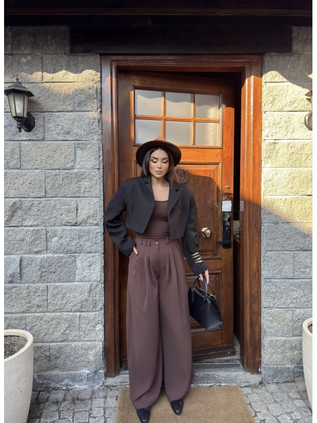 Kahverengi Kumaş Balon Pantolon