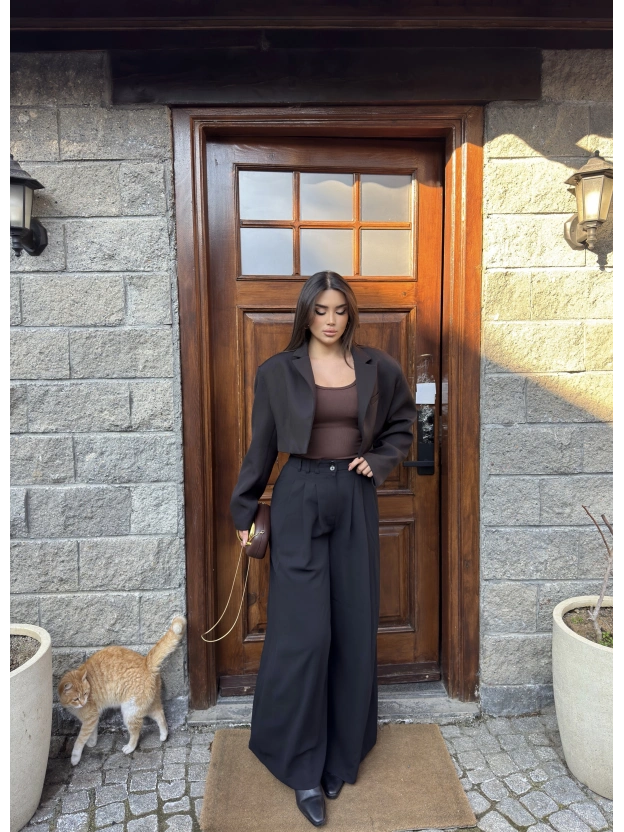 Siyah Kumaş Balon Pantolon