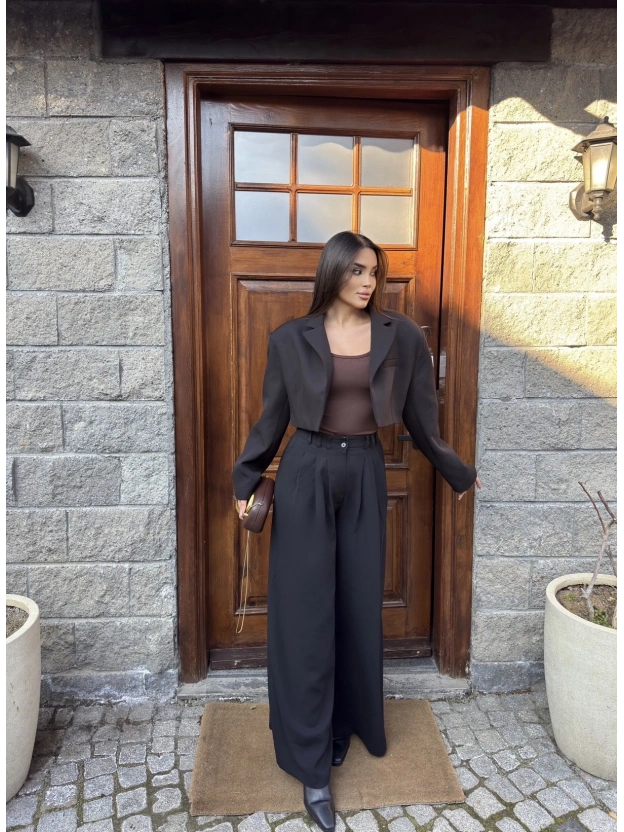 Siyah Kumaş Balon Pantolon