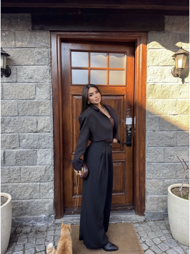 Siyah Kumaş Balon Pantolon