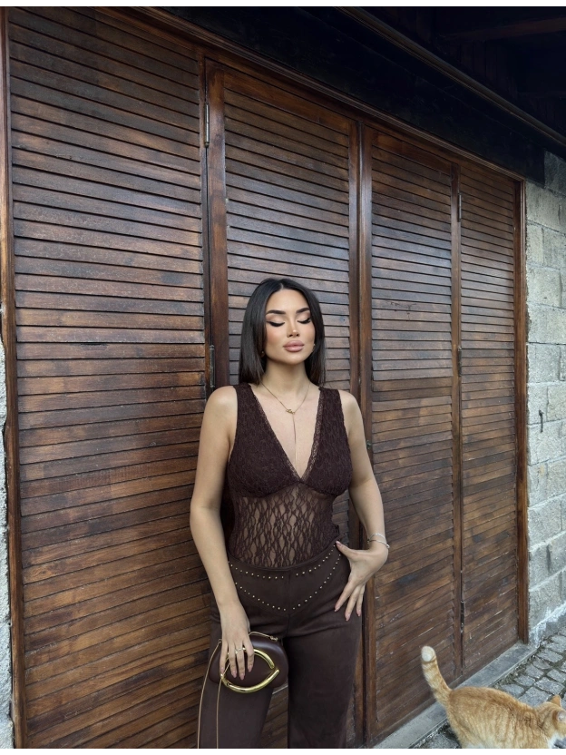 Kahverengi Dantel Büstiyer