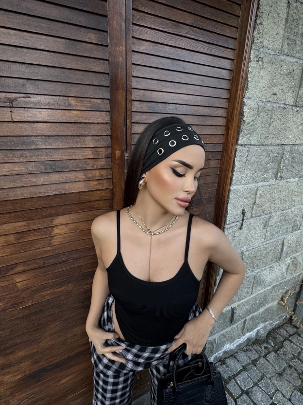 Siyah İp Askılı Zra Bodysuit