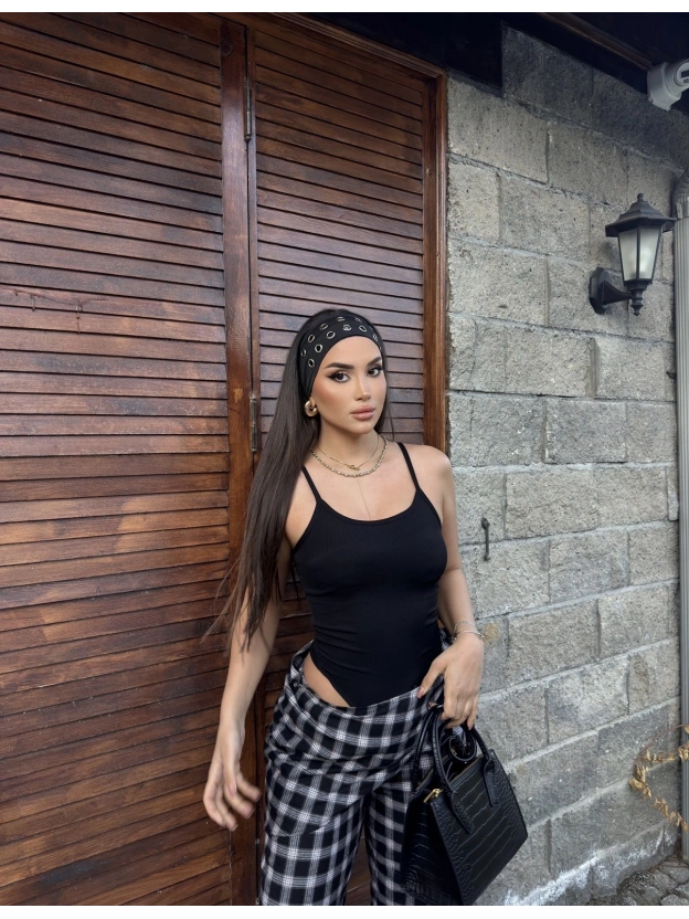 Siyah İp Askılı Zra Bodysuit