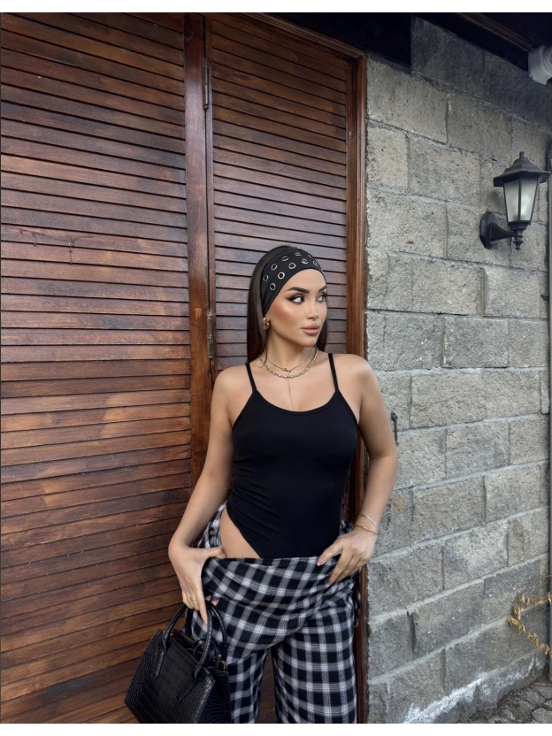 Siyah İp Askılı Zra Bodysuit
