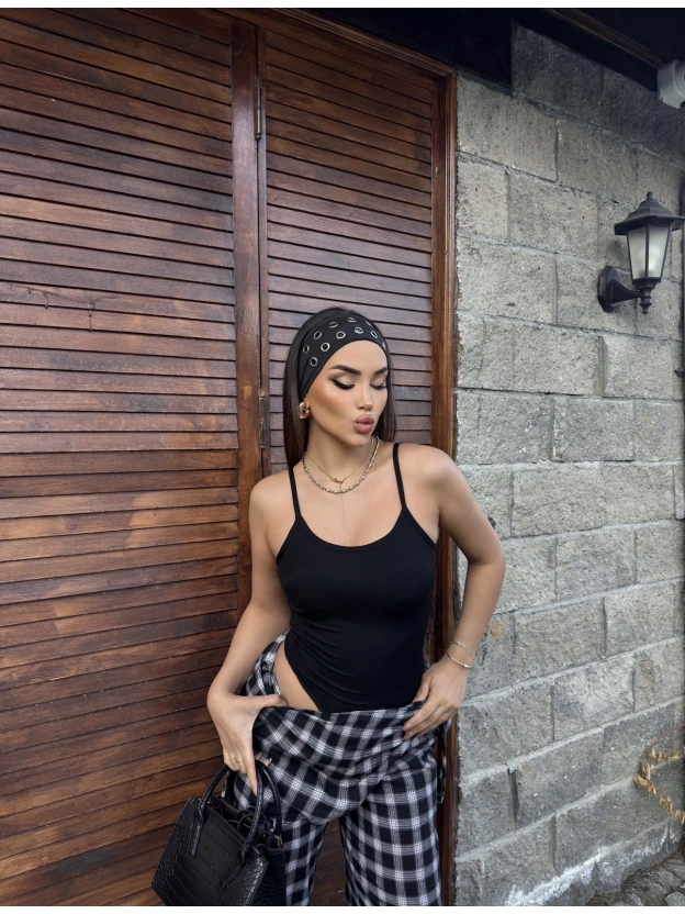 Siyah İp Askılı Zra Bodysuit