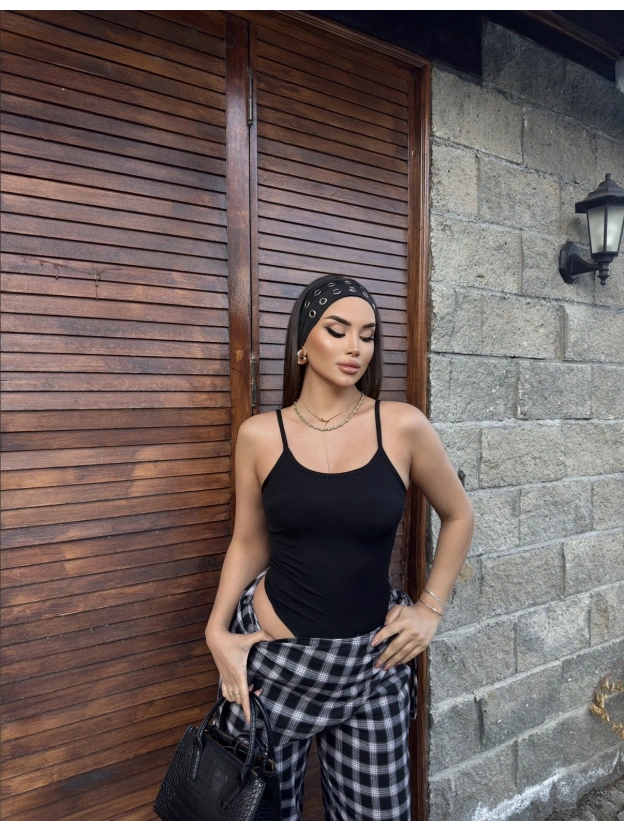 Siyah İp Askılı Zra Bodysuit