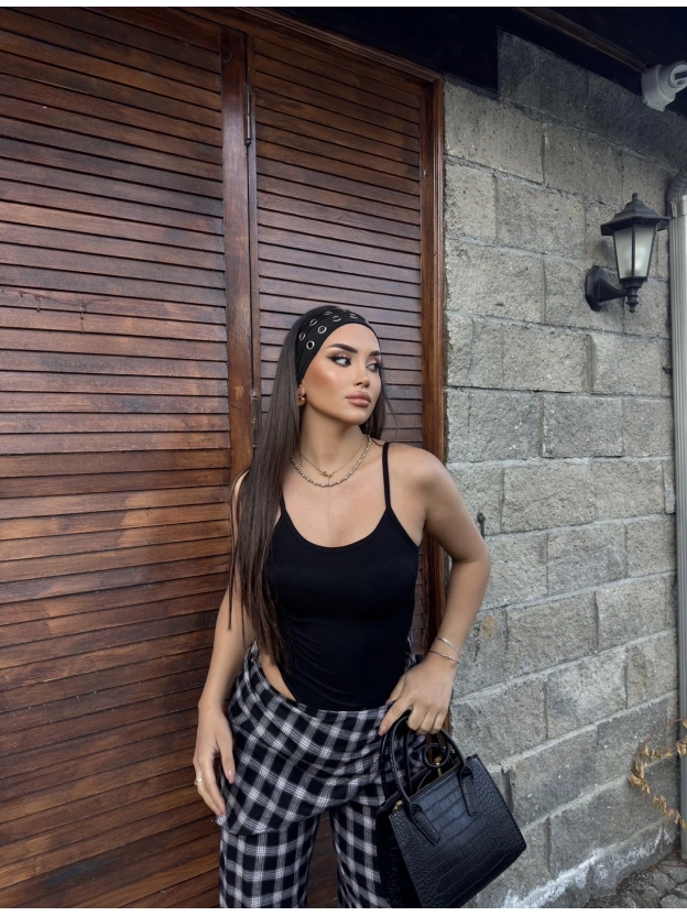 Siyah İp Askılı Zra Bodysuit