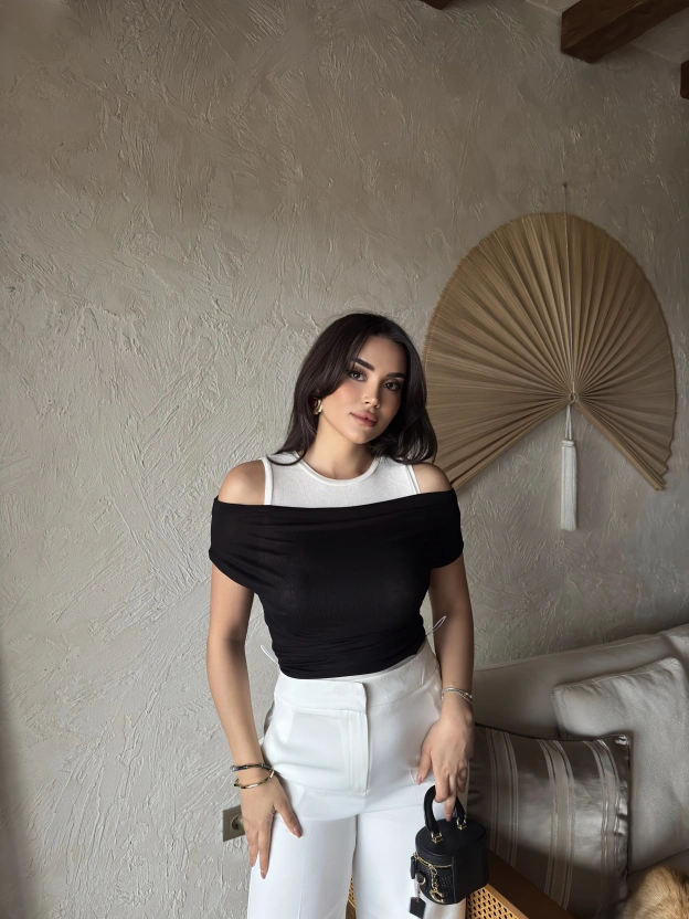 Siyah İkili Transparan Bluz Takım