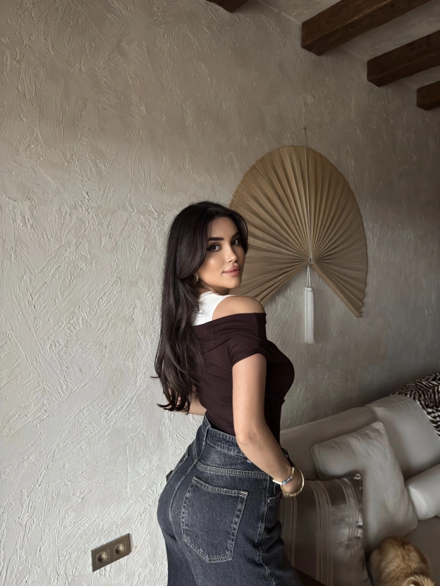 Kahverengi İkili Transparan Bluz Takım