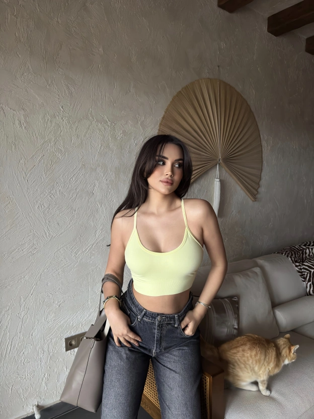 Sarı Sırt Çapraz Toparlayıcı Sporcu Büstiyeri