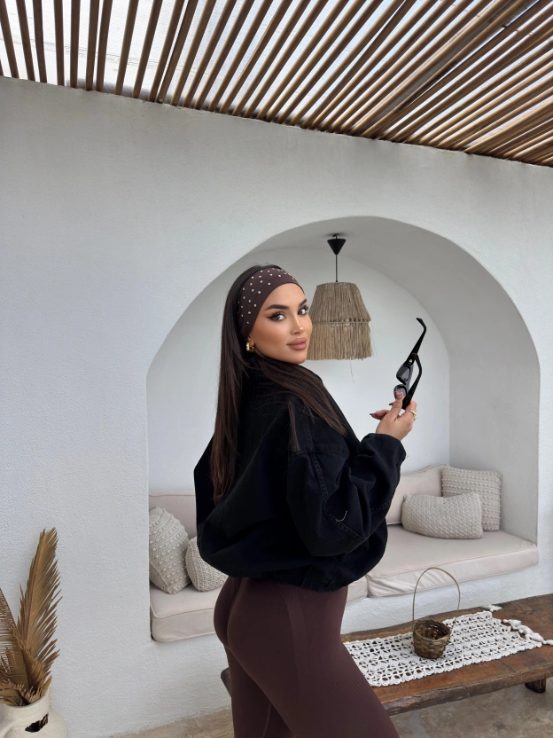 Siyah Denim Kemer Detay Oversize Ceket