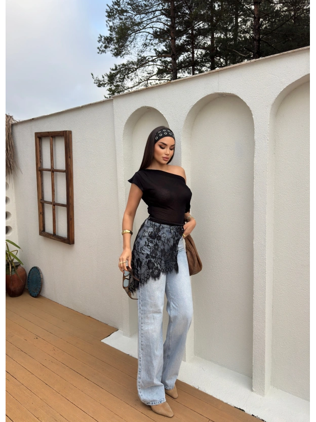 Siyah Dantelli Pareo