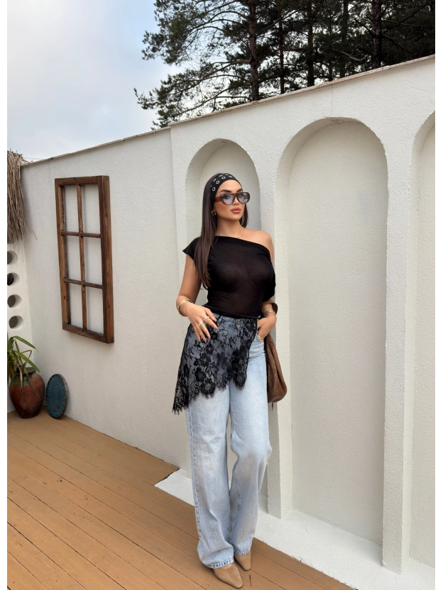 Siyah Dantelli Pareo