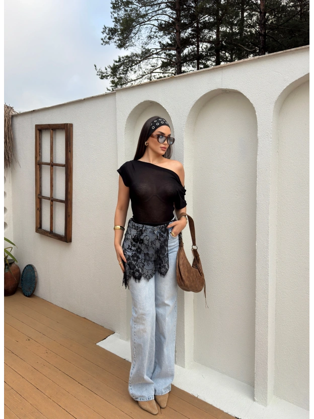 Siyah Dantelli Pareo