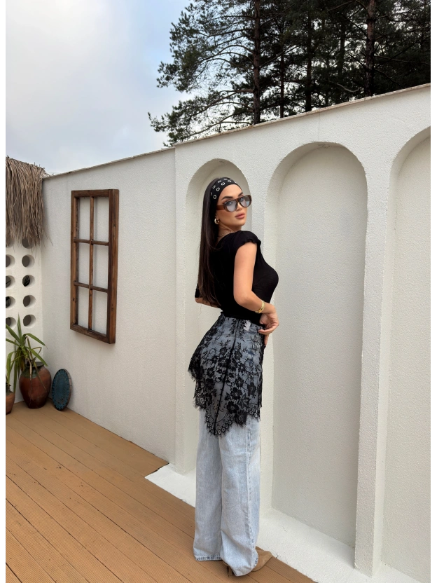 Siyah Dantelli Pareo