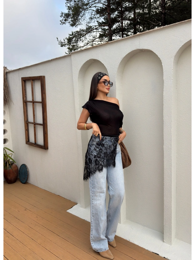 Siyah Dantelli Pareo