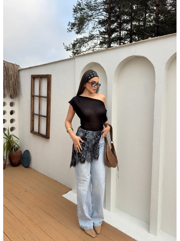 Siyah Dantelli Pareo