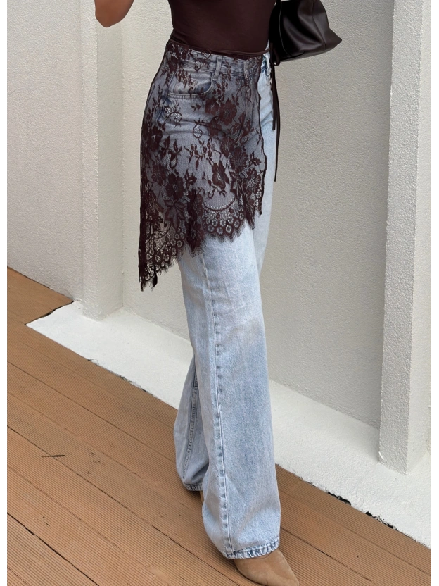 Kahverengi Dantelli Pareo