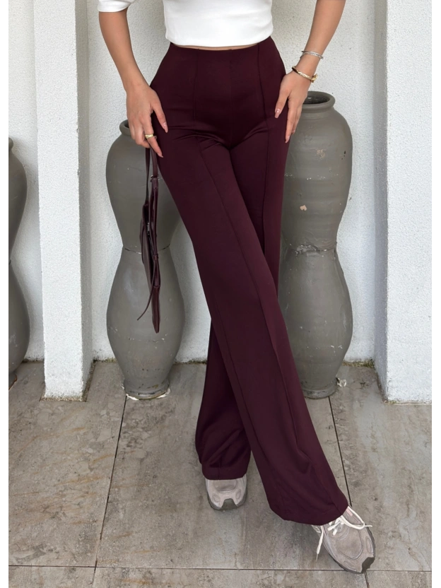 Bordo Çimalı Tayt Pantolon