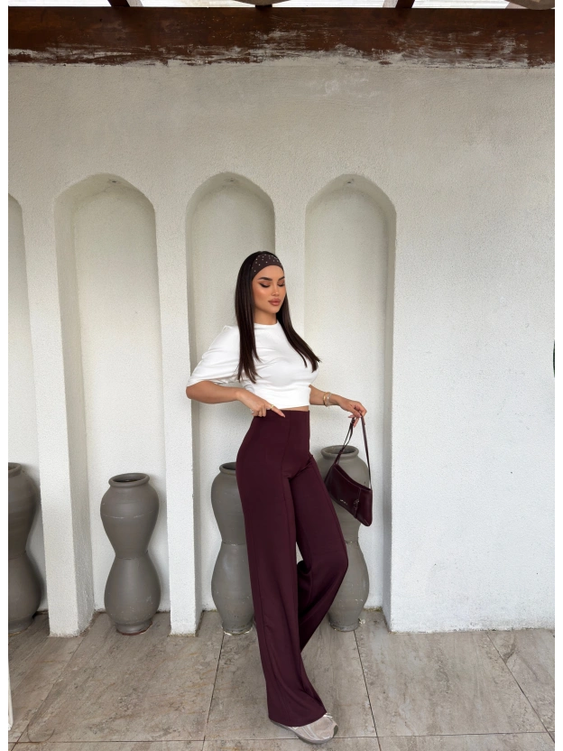 Bordo Çimalı Tayt Pantolon