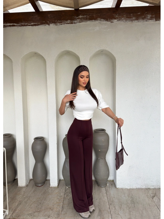 Bordo Çimalı Tayt Pantolon