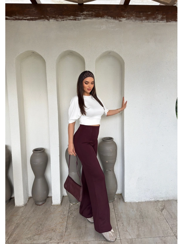 Bordo Çimalı Tayt Pantolon