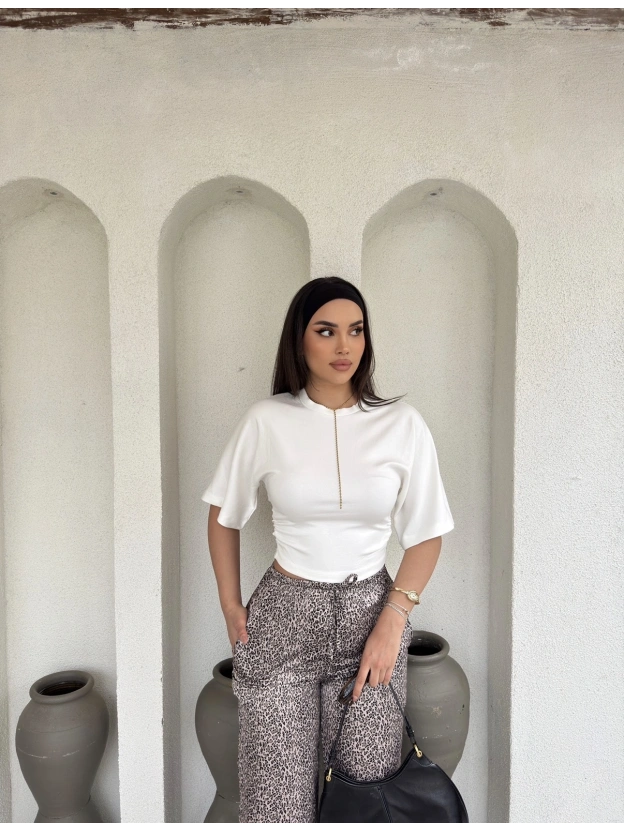 Beyaz Kısa İspanyol Kol Basic Tshırt