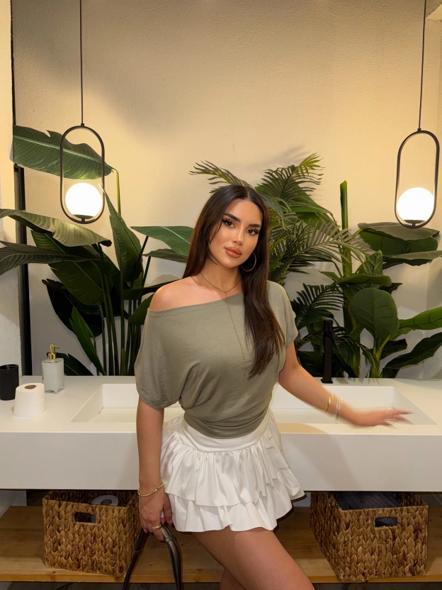 Yeşil Kayık Yaka Modal Basic Tshırt