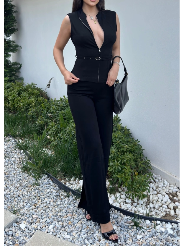 Siyah Çelik Kumaş Kemerli Premium Mng Takım