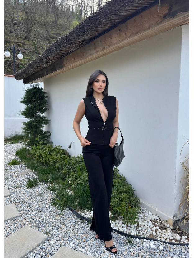 Siyah Çelik Kumaş Kemerli Premium Mng Takım