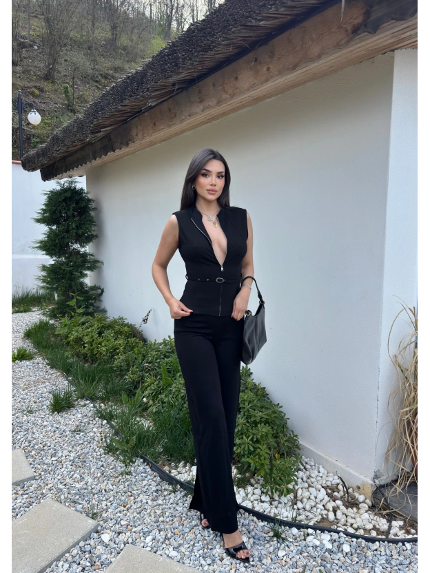 Siyah Çelik Kumaş Kemerli Premium Mng Takım