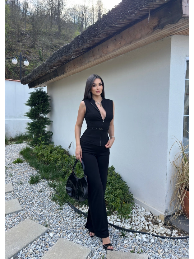 Siyah Çelik Kumaş Kemerli Premium Mng Takım