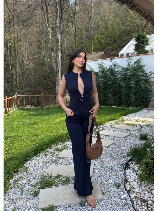 Lacivert Çelik Kumaş Kemerli Premium Mng Takım